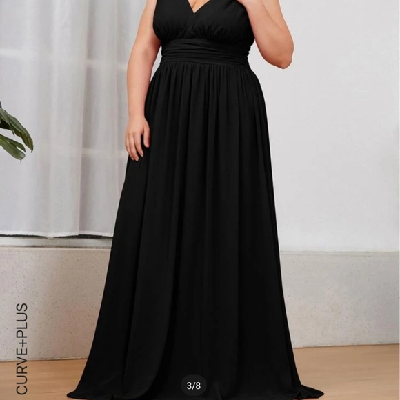 Black Goddess Bridesmaid Bride Formal 16W Maxi Dress Hallowedding Costume MOB - Picture 2 of 7